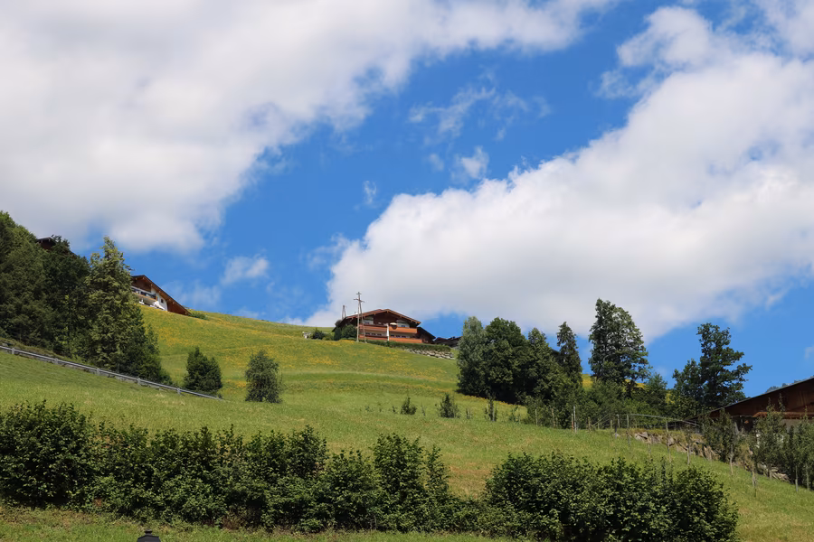 The "Die Aussicht" apartment block on the hillside above Hippach